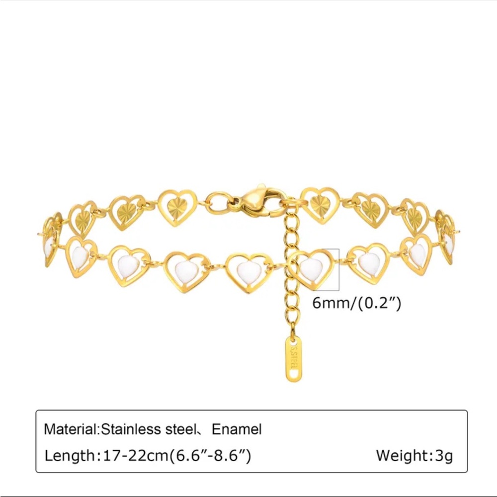 Gold Heart Charm Bracelet
